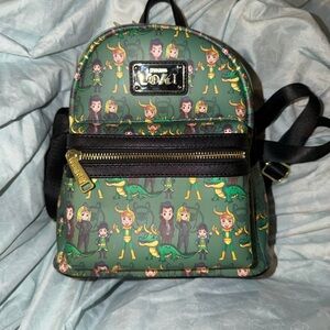 Loungefly Green Loki Character Repeat Mini Backpack